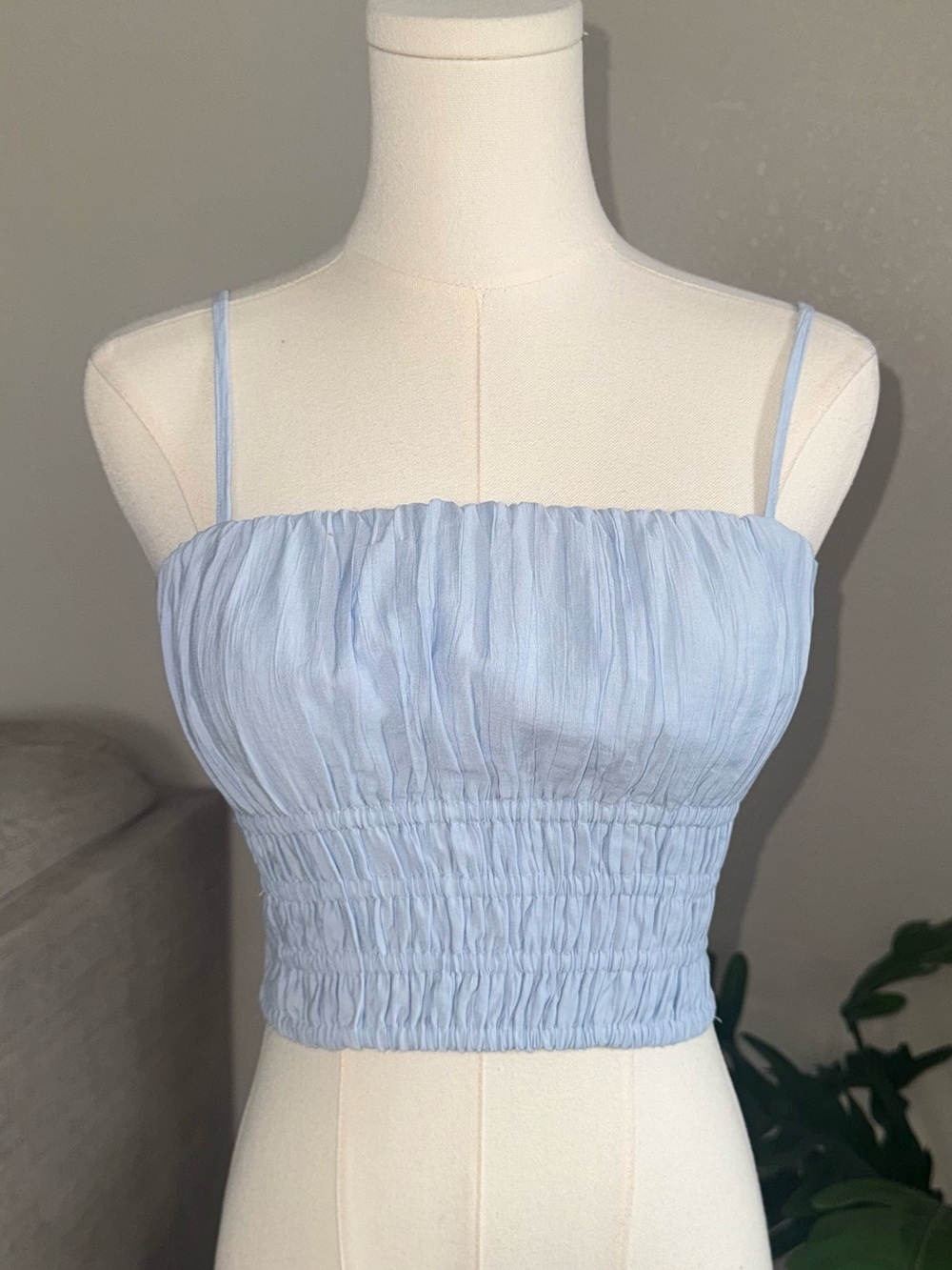 Abercrombie & Fitch Women’s S Blue Ruched Smocked Crop Cami Tank Top Y2K